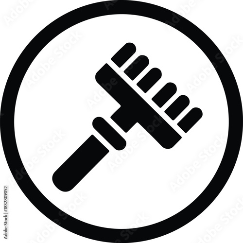 Silhouette rake icon in a circle symbol vector Illustrator