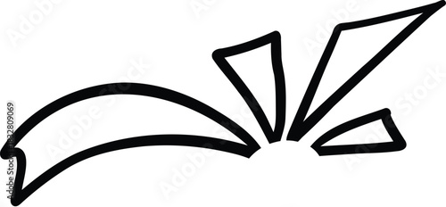 Vector icon of hand-drawn cartoony expression sign doodle, curve directional arrows, emoticon effects design elements, cartoon character emotion symbols, cute decorative brush stroke lines