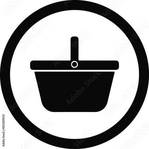 Silhouette shopping basket black sign isolated icon vector Illustrator