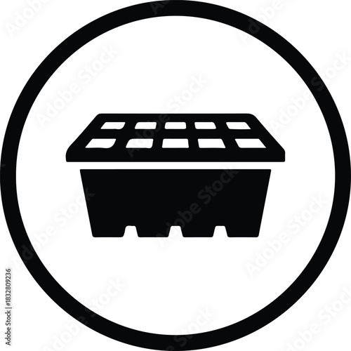 Silhouette seedling tray icon for agriculture farming vector Illustrator