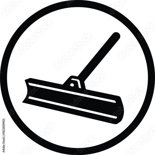 Silhouette squeegee inside circle cleaning tool vector Illustrator