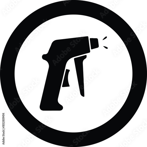 Silhouette spray gun inside circle vector Illustrator