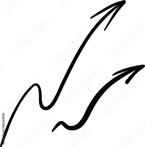 Vector icon of hand-drawn cartoony expression sign doodle, curve directional arrows, emoticon effects design elements, cartoon character emotion symbols, cute decorative brush stroke lines