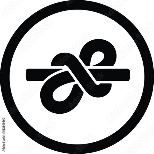 Silhouette stylized knot inside circle graphic design vector Illustrator