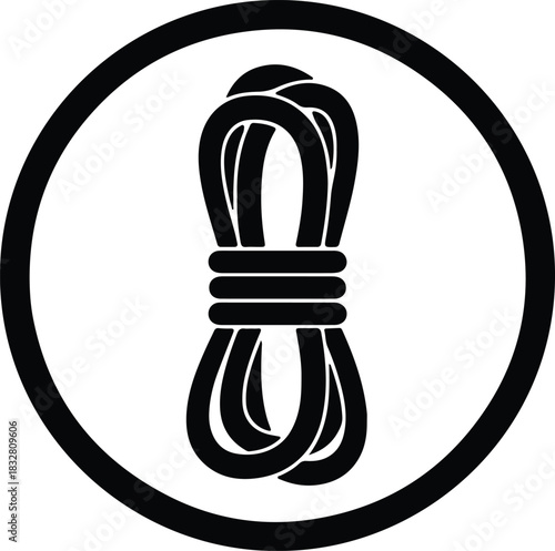 Silhouette tied rope illustration inside a circle vector Illustrator