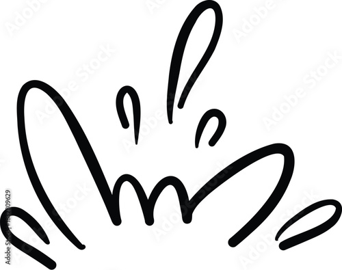 Vector icon of hand-drawn cartoony expression sign doodle, curve directional arrows, emoticon effects design elements, cartoon character emotion symbols, cute decorative brush stroke lines