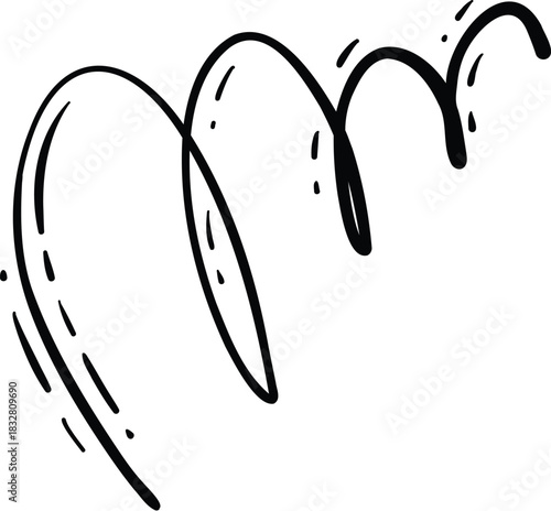 Vector icon of hand-drawn cartoony expression sign doodle, curve directional arrows, emoticon effects design elements, cartoon character emotion symbols, cute decorative brush stroke lines