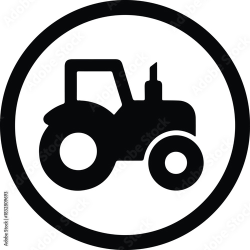 Silhouette tractor minimalist sign agriculture farming machinery vector Illustrator