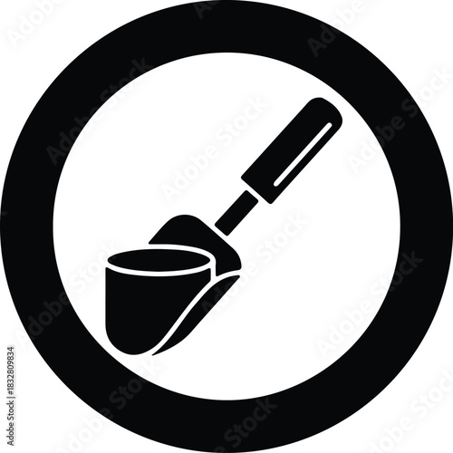 Silhouette trowel and soil in circle gardening vector Illustrator