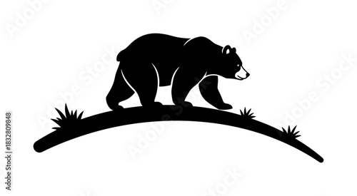 Majestic bear silhouette prowling naturally wildlife graphic element