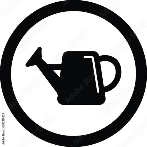 Silhouette watering can icon in circle vector Illustrator