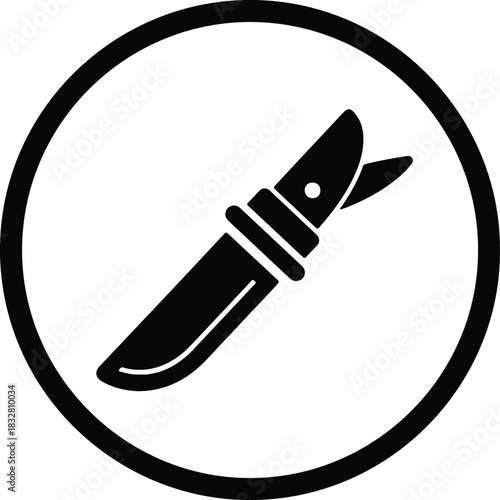 Silhouette wood carving knife icon in circle vector Illustrator