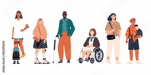 Diverse group of people standing together representing inclusion and community