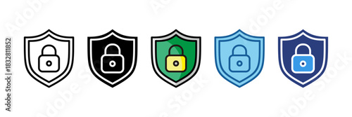 Shield Lock  Icon Set Multiple Style Collection