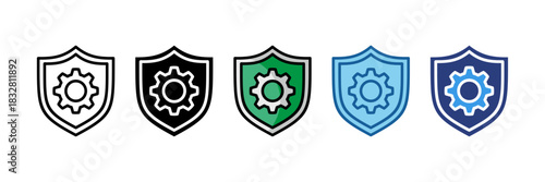Shield Gear  Icon Set Multiple Style Collection