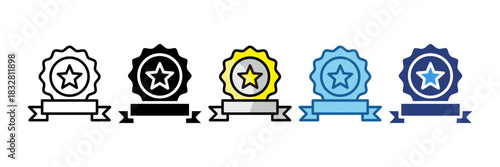 Ribbon Star  Icon Set Multiple Style Collection