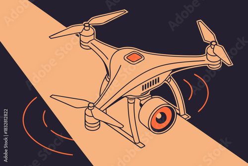Modern Drone Technology Vector Illustration for Aerial Surveillance Systems