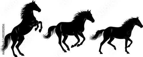 Wild Galloping Horse Silhouettes Collection