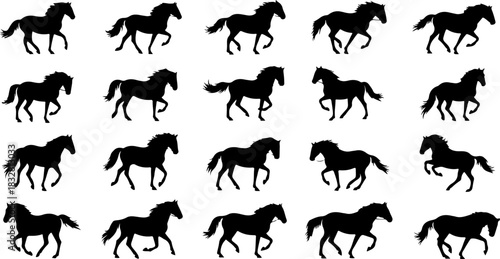 Wild Galloping Horse Silhouettes Collection