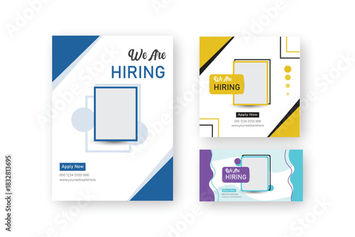 hiring Jobp oster Recruitment advertising template. Recruitment Poster, Job hiring poster, social media, banner, flyer.	