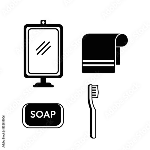 Bathroom and Personal Hygiene Icons Set