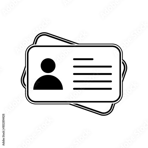 ID card icon isolated on white background, featuring a clean simple design ideal for identification, profile, security, and access-related visuals.