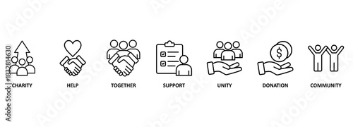 Banner Volunteer Aid Assisstant Vector Illustration Concept 