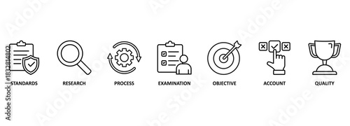 Audit concept. Banner with keywords and icons 