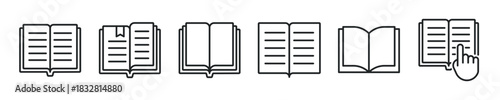 Book thin line icon set. Web minimal editable stroke icons