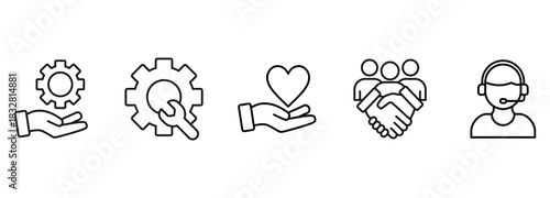 Icon Set of customer service, support and help - Vector Illustration - Editable Thin Line Icons Collection on white Background for Web and Print 