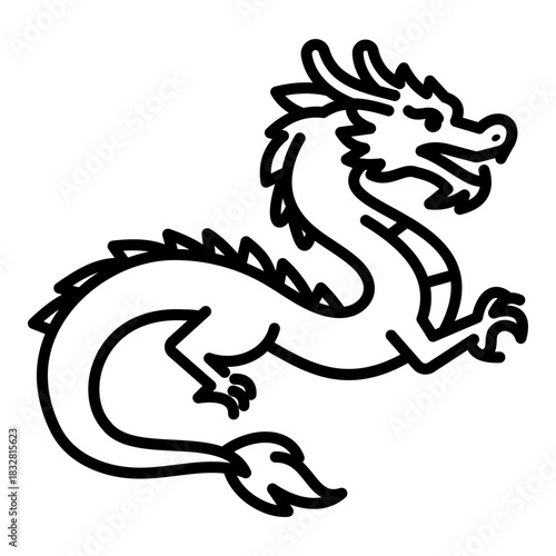 Dragon icon, symbolizing power, fantasy, mythology, protection, strength, and legendary creatures. Ideal for gaming themes, culture concepts, storytelling, entertainment, and fantasy-related designs.