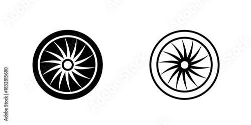 Plane turbine set icon isolated on white background.