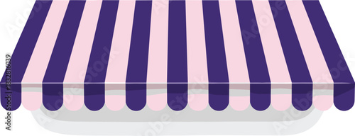 Single Striped Awning Vector Illustration in Purple and Pink, Ideal for Bakery, Boutique Shop, Cafe, or Market Stall Graphics.