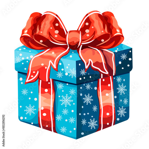 Winter gift box without background