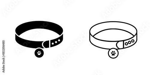 Pet collar set icon isolated on white background.