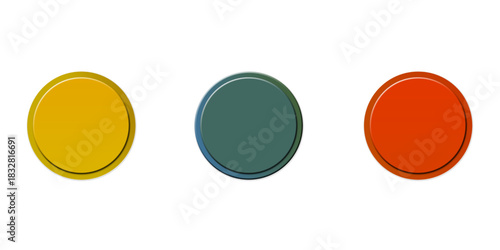 3D round collection isolated on white background.