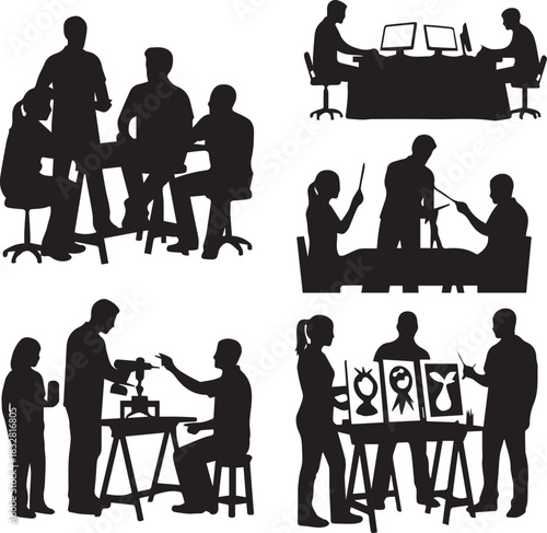 Diverse silhouettes representing community service and collaboration for international volunteer day