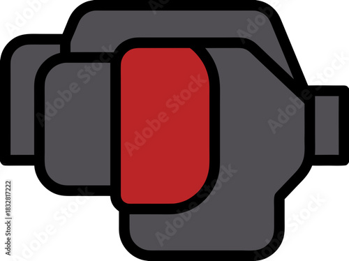 Vector Illustration of a Gray Vise with a Red Clamping Area on a Black Background Digital Graphic Design for Tools and Mechanics Concepts