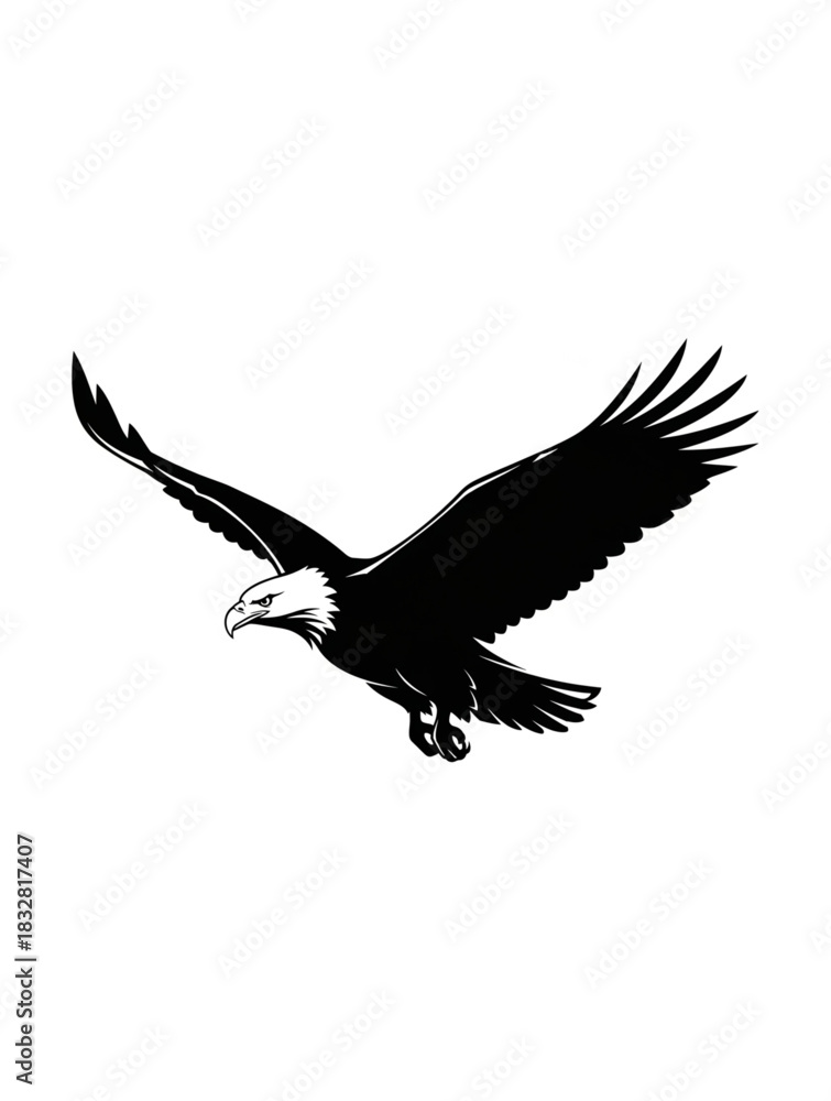 Obraz premium Powerful Bald Eagle in Flight Vector Illustration