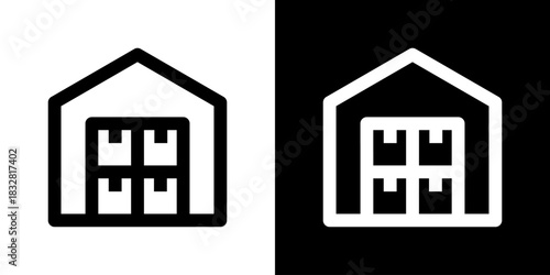 Warehouse Icon Vector Illustration. Fresh Line Design Built For Creative Flexibility In Light And Dark Versions. 