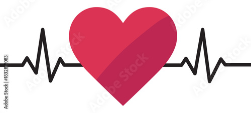 Heartbeat symbol. heart with pulse line. vector illustration.