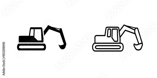 Excavator set icon isolated on white background.