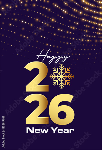 happy new year 2026 poster with glitter effect