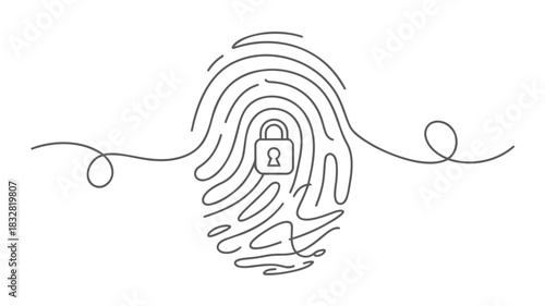 Abstract fingerprint icon with a padlock symbolizing biometric security and digital identity protection