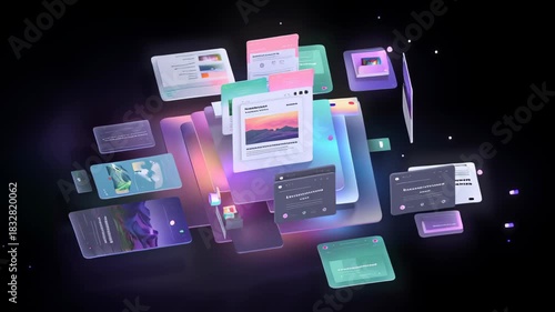 Futuristic microlearning interface with bite-sized lessons, floating UI elements, clean modern layout, soft neon accents, efficient digital learning vibe, microlearning future design