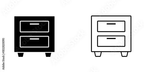 Bedside table set icon isolated on white background. 