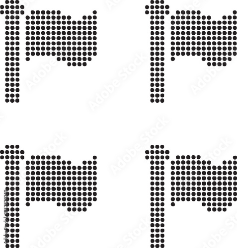 Isolated dot style flag icon, dot map style flag vector, minimal black flag dot graphic, equal size dot style symbol, country nation icon, location banner illustration project design