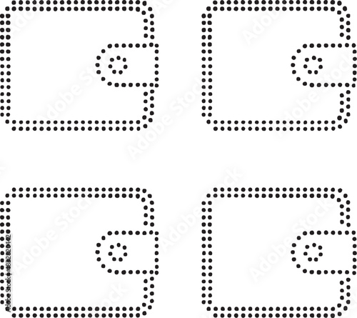 Isolated dot style wallet icon, dot map style wallet vector, minimal black wallet dot graphic, equal size dot style symbol, finance money icon, payment digital illustration project design