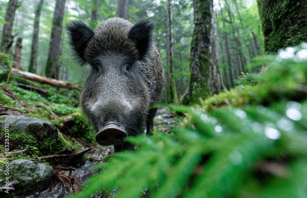 Obraz premium a wild boar in the forest