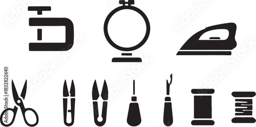 Embroidery Finishing Tools Geometry Silhouette.eps